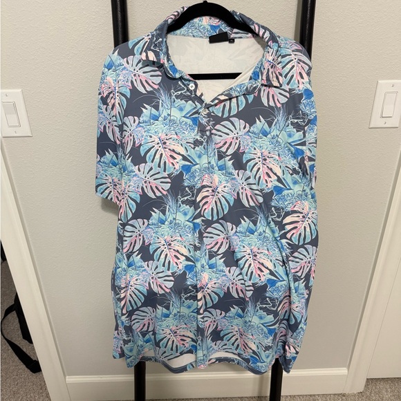 Sunday Swagger Other - Sunday Swagger Floral Blue and Pink Men’s Golf Polo